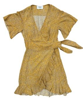 Ba&sh Belina golden floral Wrap Ruffle Dress size 1/small